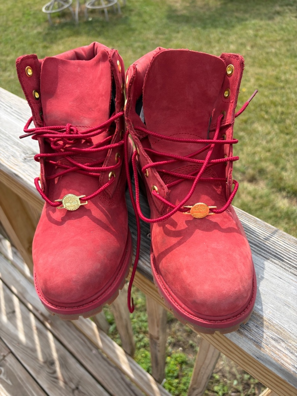 Timberland Women's Red Lace-Up Nubuck Boots